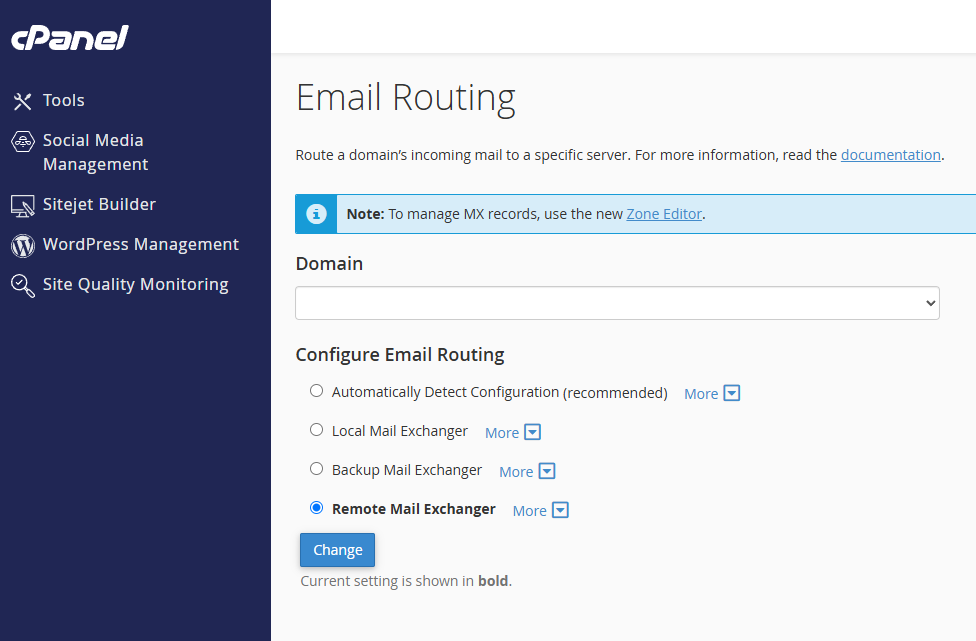 cpanel email routing